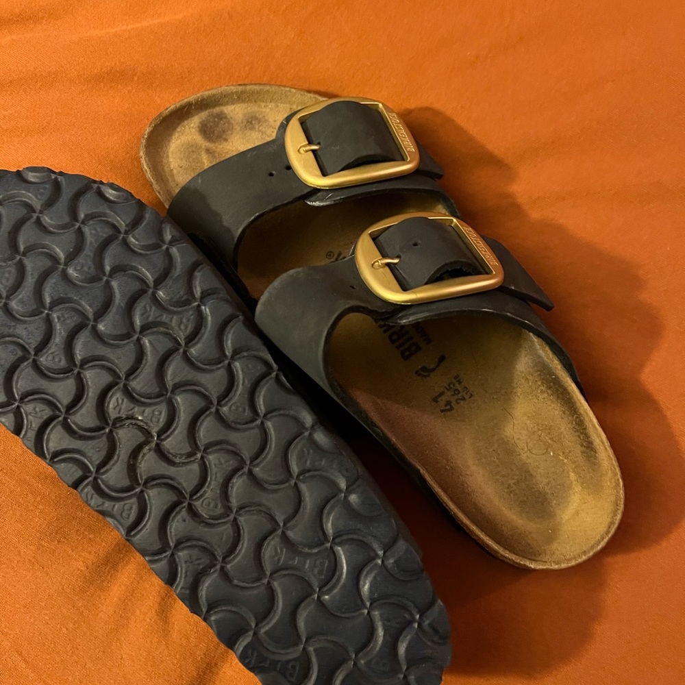 Birkenstock Nubuck size 41 Navy Blue Arizona slides